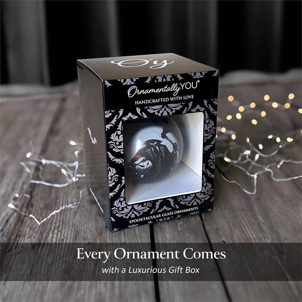 Headless Horseman Spooky Portrait Glass Christmas Ornament - McCabe's Costumes