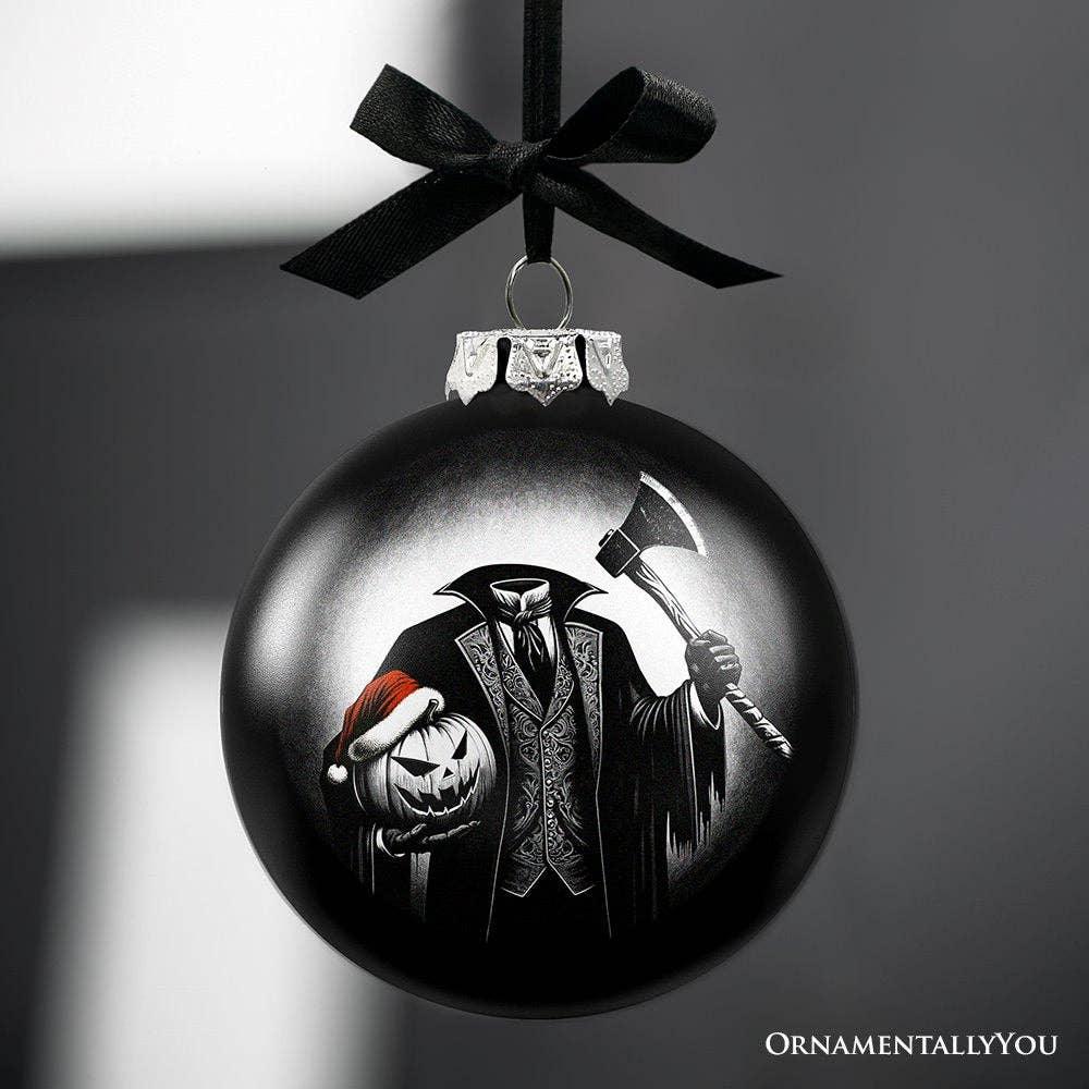 Headless Horseman Spooky Portrait Glass Christmas Ornament - McCabe's Costumes