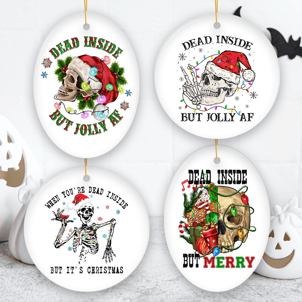 Dead Inside Fun Holiday Dark Humor Christmas Ornament Bundle
