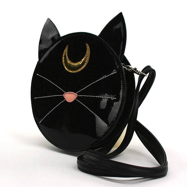 Mystical Black Cat Face Crossbody Bag