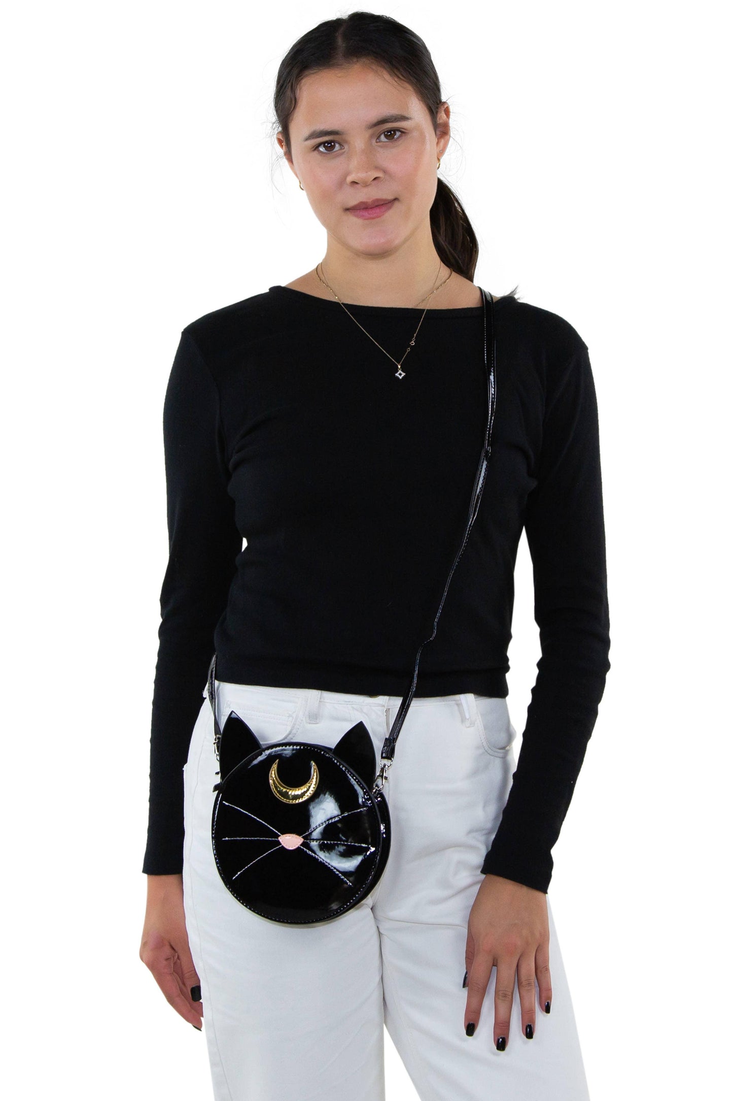 Mystical Black Cat Face Crossbody Bag