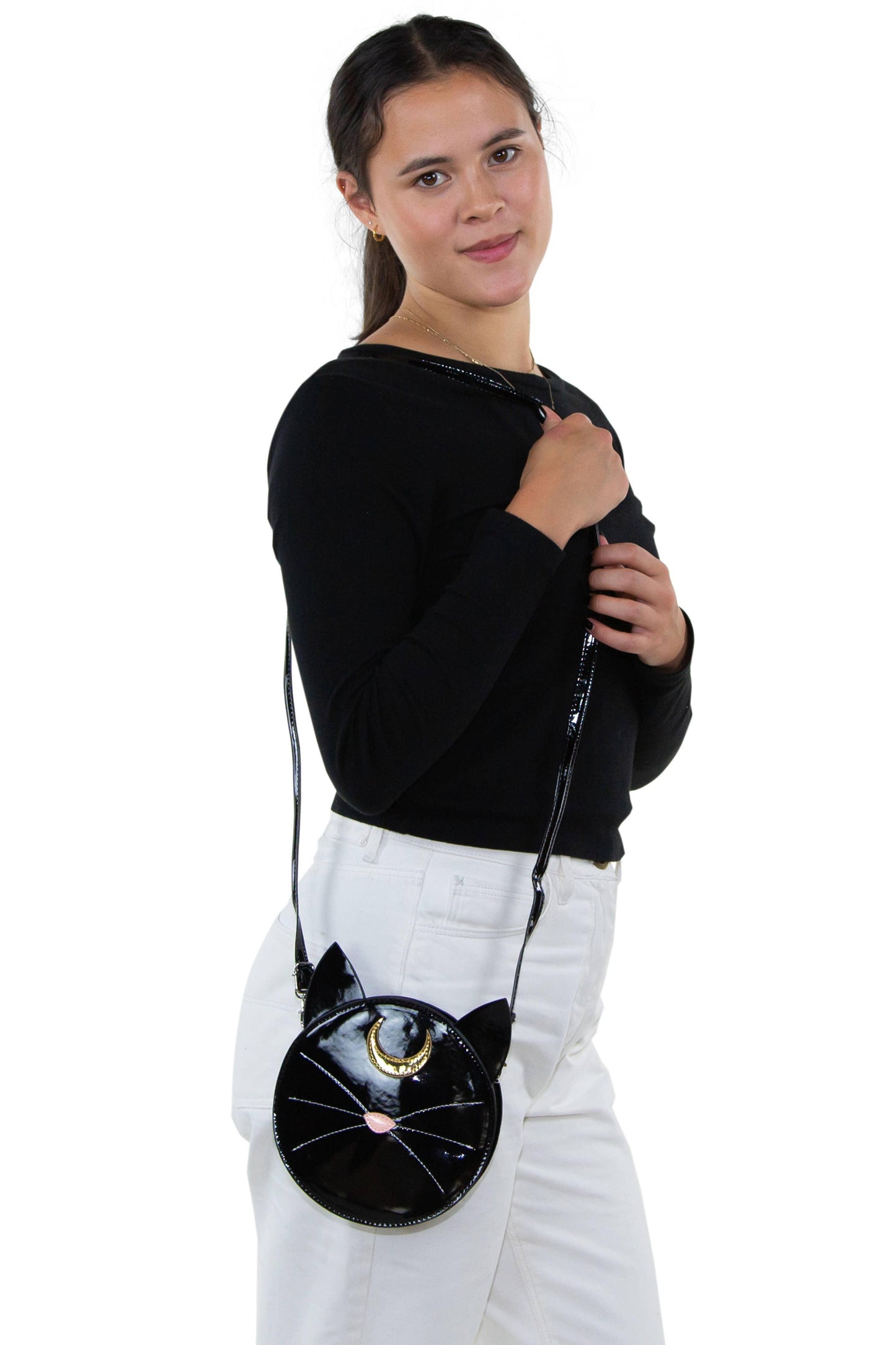 Mystical Black Cat Face Crossbody Bag