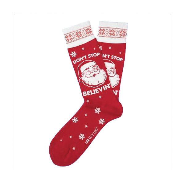 Adult Two Left Feet Don't Stop Believin' Christmas Socks - McCabe's Costumes