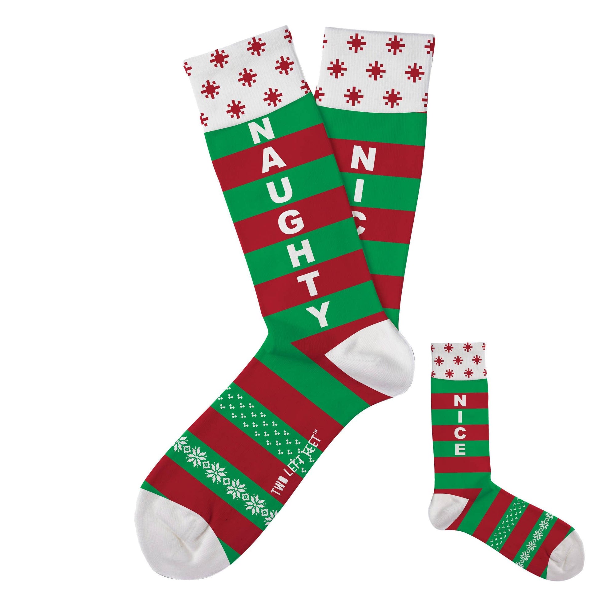 Adult Two Left Feet Naughty or Nice Christmas Socks - McCabe's Costumes