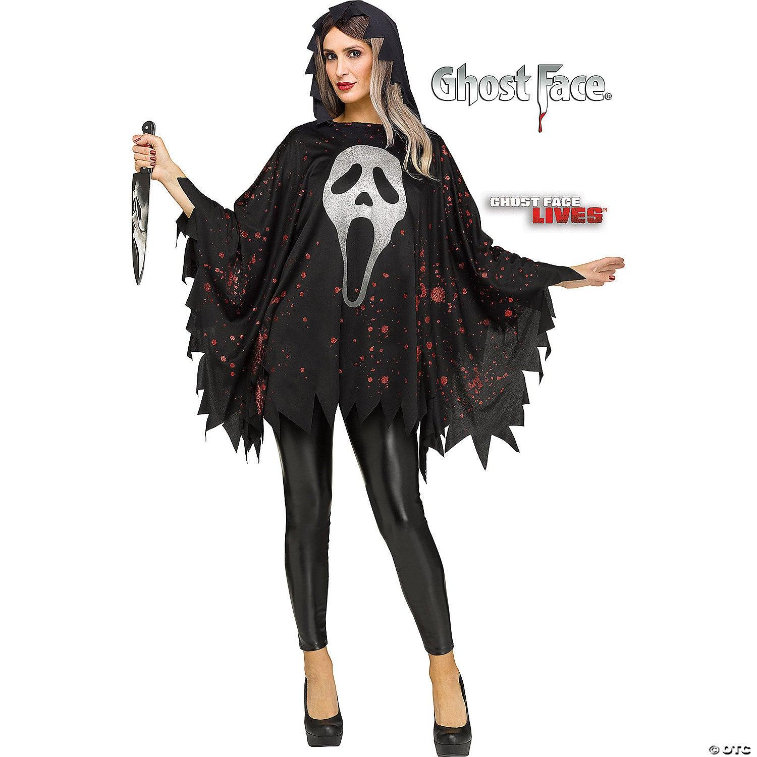 Adult Ghost Face Glitter Poncho - McCabe's Costumes