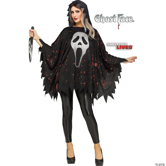 Adult Ghost Face Glitter Poncho - McCabe's Costumes